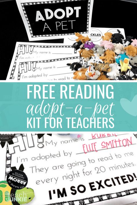 Cute Adopt-a-Pet Reading Kit to Encourage Your Students to Read at Home Classroom Pet Adoption, Adopt A Desk Pet, Reading Buddies Ideas, Adopt A Reading Buddy, March Is Reading Month Ideas, Reading Buddy Activities, Reading Incentives Elementary, Reading Day Activities, Reading Month Ideas