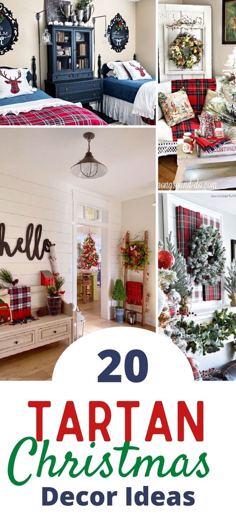 Decorating With Tartan Plaid, Classic Plaid Christmas Decor, Flocked Christmas Tree With Plaid Ribbon, Tartan And Blue Christmas, Red Tartan Plaid Christmas Tree, Navy Plaid Christmas Decor, Red Blue Christmas Decor, Tartan Plaid Christmas Tablescape, Christmas Decor Color Theme 2022