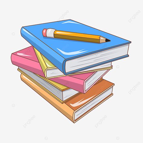 Books And Pencils Background, Book Clip Art Image, Book Clipart Aesthetic, Pictures Of Books Image, Books Pictures Aesthetic, Books Cartoon Image, Cute Objects Aesthetic, Back To School Drawings, Book Images Pictures