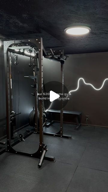 Gianna Cestone on Instagram: "3 weeks of work in 30 seconds!!!  Check out the full video on YouTube of how we built our home gym and where we got supplies from!  #homegym #homegymlife #homegymdesign" Cardio Room Design, Mancave Gym Ideas, Home Gym Man Cave, Home Gym Powerlifting, Home Gym No Windows, Attic Home Gym, Aesthetic Garage Gym, Black Home Gym Aesthetic, Amazing Home Gym