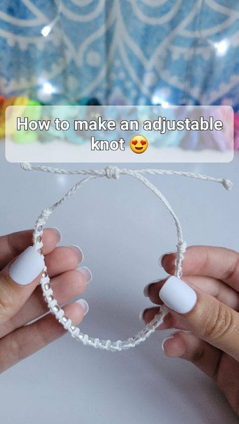 Bracelets By Keara | How I make my adjustable knots 😍 Stay tuned for how I put the bracelet on with it ❤️ #macrame #macramebracelet #squareknotbracelet… | Instagram Friendship Bracelet Slip Knot, How To Tie The End Of A Friendship Braclet, Thread Bracelets Adjustable, Adjustable Knots For Bracelets, Tying Off Friendship Bracelets, Ways To Tie Friendship Bracelets, Friendship Bracelets Tie Off, How To Square Knot Bracelet, How To Tie The End Of A String Bracelet