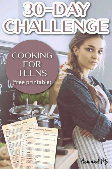 Our Teen Cooking Challenge has 30 cooking activities, divided into six technique categories with five cooking activities in each category. Includes a free printable! #homeschool #30daychallenge #cookingchallenge #kidsinthekitchen #cookingwithkids #teenchallenges Cooking Challenge Ideas, Homeschool Home Economics, Challenge For Teens, Cooking Activities, Creaming Method, Cooking For A Group, Cooking Challenge, Activities For Teens, Summer Cooking