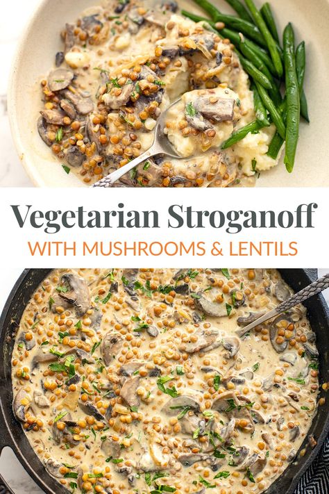 Packed with wholesome ingredients, my Lentil Mushroom Stroganoff recipe is this vegetarian and gluten-free version of the classic Stroganoff. Creamy and savoury, this vegetarian stroganoff is sure to satisfy your taste buds while providing a boost of plant-based protein and essential nutrients. Lentil Mushroom Stroganoff, Lentils And Mushrooms, Lentil Mushroom Recipes, Lentils And Mushroom Recipe, Mushroom Lentil Recipes, Mushroom And Lentil Recipes, Stroganoff Recipe Vegetarian, Vegetarian Stroganoff Recipe, Vegetable Stroganoff