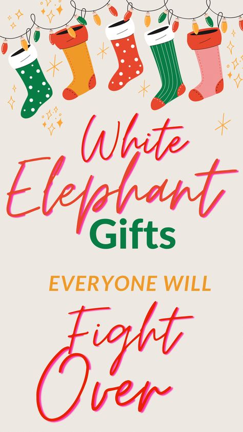 Christmas Party White Elephant, Secret Santa List Ideas, Diy Dirty Santa Gifts, Gift Ideas For Christmas Party, Gift Ideas For Gift Exchange Christmas, White Elephant Gift Ideas Alcohol, Best Grab Bag Gifts For Christmas, Dirty Bingo Gift Ideas, White Elephant Ideas Gift Exchange