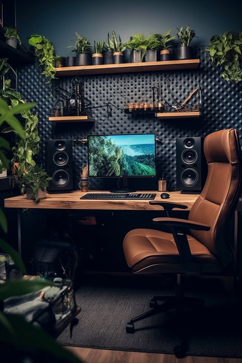 Games Room Inspiration, Small Game Rooms, Home Music Rooms, Modern Home Offices, Computer Desk Setup, Interior Design Per La Casa, Home Studio Setup, Music Studio Room, Bedroom Setup