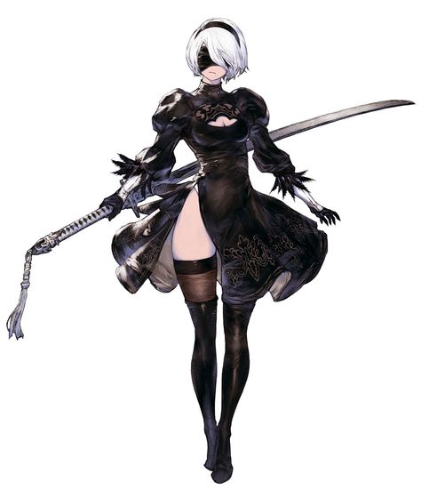 2B Art - NieR Reincarnation Art Gallery 2b Character, 2b Anime, Nier Reincarnation, Nier Characters, Character Bio, 2b Nier Autómata, Short White Hair, Nier Automata, Video Game Characters