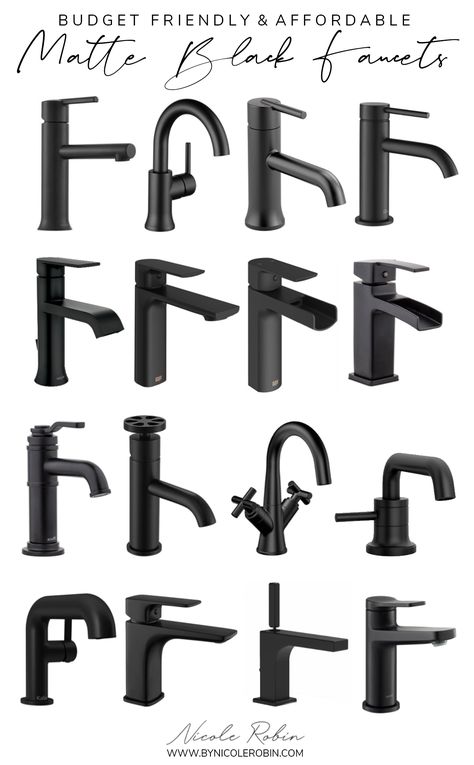 Simple Home Updates, Black Fixtures Bathroom, Black Hardware Bathroom, Powder Room Refresh, Delta Faucets Bathroom, Black Bathroom Fixtures, Black Faucets, Black Faucet Bathroom, Matte Black Bathroom Faucet