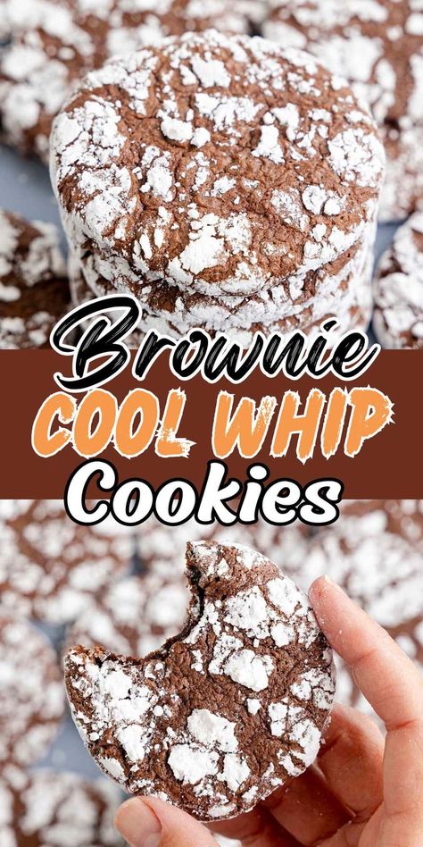 Brownie Cool Whip Cookies Kool Whip Cookies, Brownie Mix Cool Whip Cookies, Cool Whip Red Velvet Cookies, Brownie Cool Whip Cookies, Cool Wipe Cookie, 3 Ingredient Brownie Cookies, Cool Whip Brownie Cookies, Cake Mix Cool Whip Cookies Recipes, Brownie Box Mix Cookies