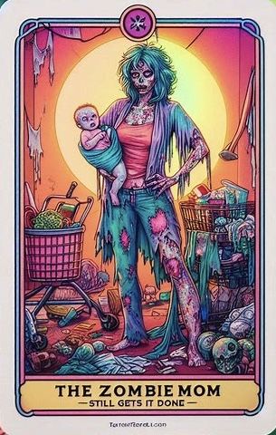 Zombie Mom, Tarot Cards Art, Horror Art, Getting Things Done, Tarot Cards, Make Me Smile, Zombie, Art