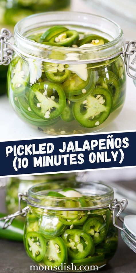 Quick Pickled Jalapenos Refrigerator, Quick 10 Minute Pickled Jalapenos, Jalapeno Dill Pickles Canning, Quick Jalapeño Pickle, Canning Jalapeno Peppers Easy, Qdoba Pickled Jalapeno Recipe, Brine For Jalapenos, Pickled Jalapeno Recipes, Garlic Jalapeno Pickles