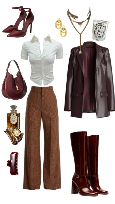 Red And Brown Outfit, Outfit With Boots, Red And Brown, Brown Outfit, Autumn Outfit, Outfit Inspo Fall, Professional Outfits, Lookbook Outfits, Boots Outfit