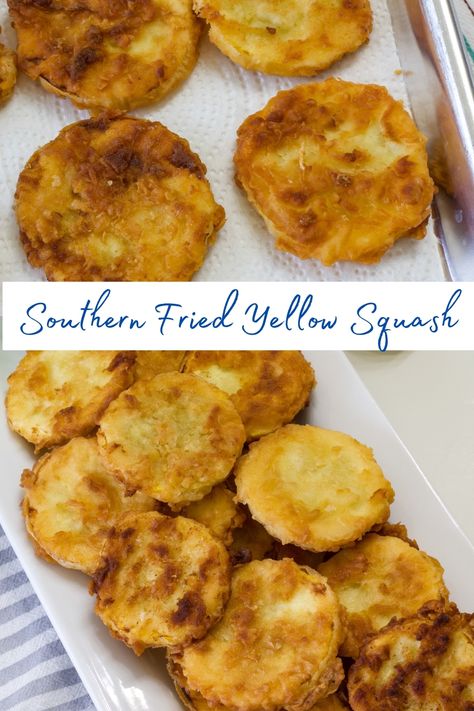 Try this easy southern fried yellow squash recipe for a delicious side dish or appetizer. Simple ingredients and quick preparation make it a perfect choice. Recipe Yellow Squash, Squash Recipes Fried, Best Fried Squash Recipe, Squash Yellow Recipes, Deep Fried Squash, Southern Fried Squash Recipes, How To Fry Squash Yellow, Easy Fried Squash Recipes, Healthy Squash Recipes Yellow