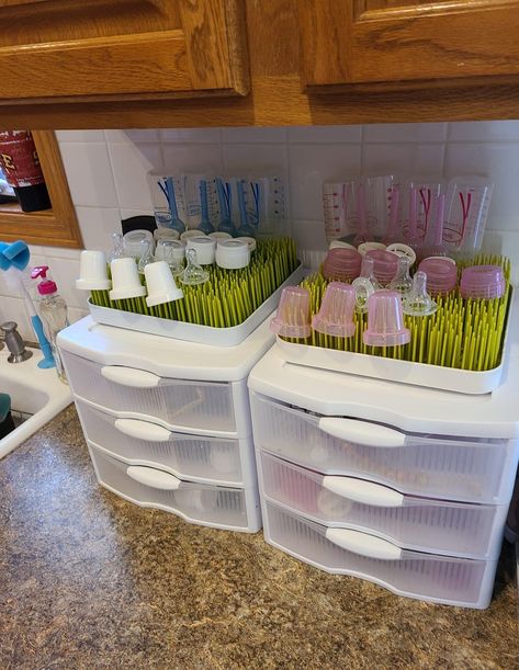 Nursing Area In Bedroom, Bottle And Pump Part Organization, Diy Baby Bottle Organizer, How To Organize Breastmilk In Freezer, Cirkul Water Bottle Refill Storage, Newborn Kitchen Organization, Bedroom Setup For Newborn, Newborn Nursery Organization, First Nursery