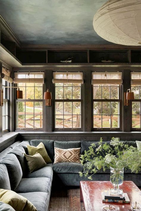 Inside a breathtaking European cottage style home in the Midwest Transitional House Design, Contemporary Cottage Interiors, European Cottage Style, Sophisticated Cottage, Log Cabin Remodel, Prewar Apartment, Cottage Addition, Classy House, Cozy Window Nook