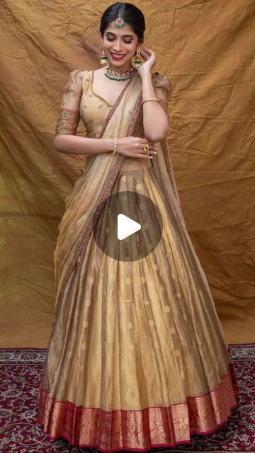 STUDIO 149 - Luxury Bridal & Occasion Wear on Instagram: "The Half Sari Edit

Trousseau 2024 by @studio149 

Experience the timeless elegance of our half sarees crafted with exquisite Chanderi silk. Paired with a Chanderi hand-embroidered blouse and delicately draped with a hand embroidered tissue dupatta. Elevate your ethnic look with this luxurious fusion of textures and craftsmanship. 

Makeover @salomirdiamond 
Hair @teamdiamondartistry 
Shot by @ganesh_toasty 
Featuring @katherinevaruna 
Jewellery @rimliboutique 

#chanderisilk #bridalwear #halfsaree #traditional #engagement #studio149 #handembroidery" Silk Half Saree Designs, Traditional Half Saree Designs, Studio 149, Half Sari, Silk Half Saree, Tissue Dupatta, Traditional Engagement, Half Sarees, Beautiful Sarees