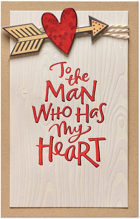 Celebrate the man who has your heart! This romantic Valentine’s Day Greeting card for a husband or significant other features a warm, complimentary message and special embellishments like a wood arrow-in-heart attachment, shimmering red and gold foil, white and gold metallic twisted cords and layered paper. It’s the perfect way to express your love and appreciation! Romantic Valentine Card, Happy Birthday Husband, Love Scrapbook, Husband Birthday Card, Birthday Gifts For Boyfriend Diy, Birthday Cards For Boyfriend, Creative Gifts For Boyfriend, Diy Gifts For Him