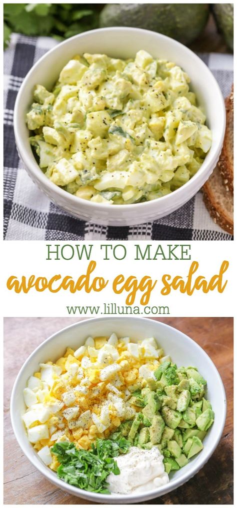 Put a little twist on your regular egg salad by adding in creamy avocado! It's the addition you never knew you needed! So yummy. #avocadoeggsalad #eggsalad #avocado #creamyeggsalad #eggsaladrecipe Eggsalad Avocado, Egg Salad With Avocado, Avocado Egg Salad Recipe, Egg Diet Plan, Salad With Avocado, Avocado Egg Salad, Egg Salad Sandwiches, Boiled Egg Diet, Egg Salad Recipe