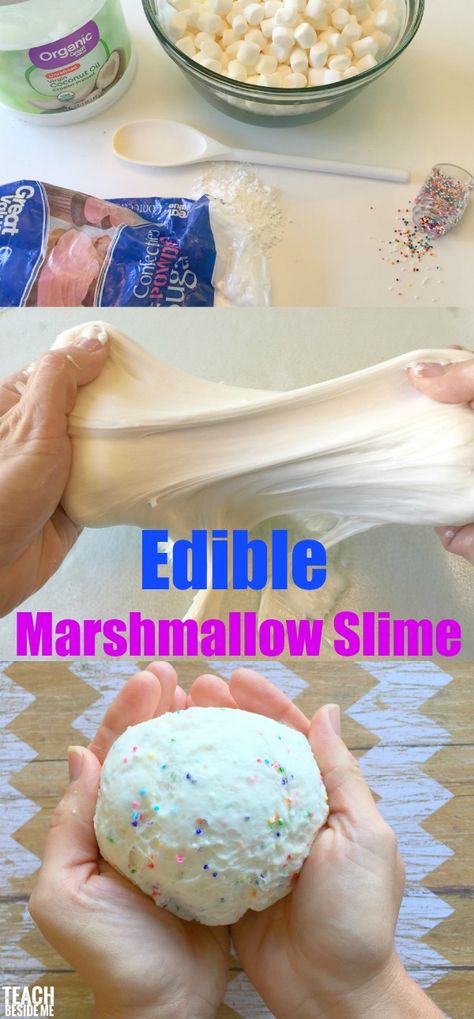 Edible Marshmallow Slime, Slime Edible, Homemade Edible Slime, Edible Science Experiments, Starburst Slime, Marshmallow Slime, Edible Science, Candy Slime, Chocolate Slime