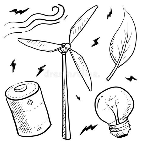 Wind energy objects sketch. Doodle style renewable wind energy sketch in vector #Sponsored , #paid, #AFFILIATE, #objects, #Wind, #wind, #sketch Solar Energy Drawing, Energy Sketch, Windmill Illustration, Battery Light Bulb, Energy Drawing, Energy Pictures, Doodle Style, Wind Energy, Gcse Art