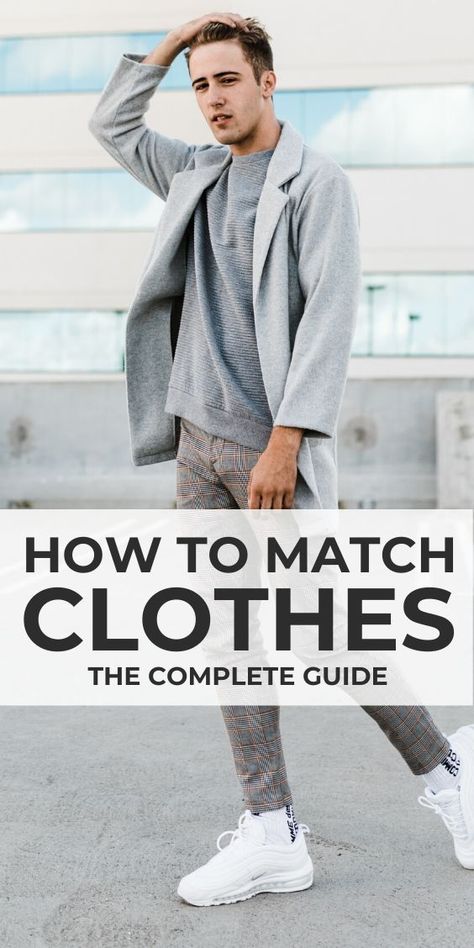 Clothing Matching Guide, Formals Menswear Outfits, Spring Men’s Outfits, Colour Matching Clothes Men, Clothing Color Combinations Men, How To Wear Clothes, Match Clothes Outfits, Color Matching Clothes Men Casual, Brown Shirt Black Pants Outfit