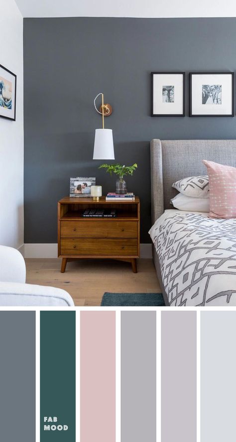 Bedroom color scheme ideas will help you to add harmonious shades to your home which give variety and feelings of calm. From beautiful wall colors... Color Shades For Bedroom, Bedroom Back Wall Colour, Grey Colour Wall Paint, 1 Wall Painted Bedrooms, Grey Bed Colour Schemes, Colour Of Bedroom Walls, Grey And Colour Bedroom, Grey Wall Color Ideas, Shades Of Grey Paint Bedroom