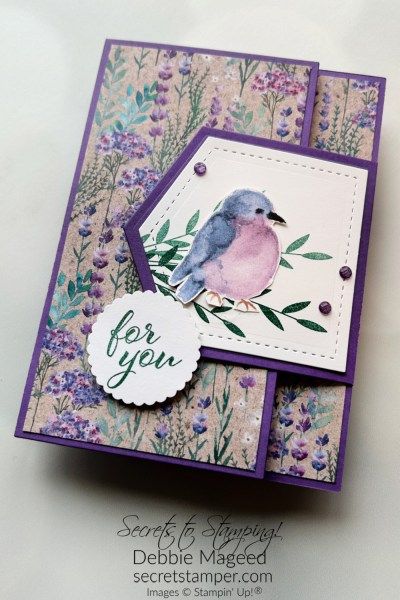 Frosted Florals Stampin Up Cards, Stampin Up Folded Cards, Stampin Up Dsp Fun Fold Cards, Folding Cards Ideas Tutorials, Fancy Folds Cards Tutorials, Stampin Up Lavender Cards, Stampinup Cards Newest 2024, Perennial Lavender Stampin Up Cards, Painted Lavender Stampin Up Cards