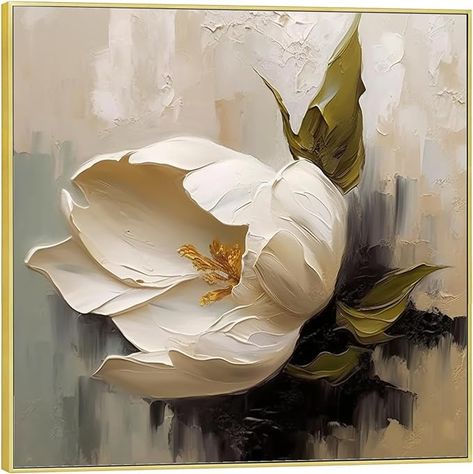 Amazon.com: ‎UYLHJKLZ 3D White Flower Oil Painting on Canvas 3D flower Acrylic Painting Heavy Textured Minimalist White Flower Painting Beige Floral Wall Decor,Unstretched,Frameless,(76X76cm) 30X30Inches: Paintings 3d Flower Painting, White Flower Painting, Flower Acrylic Painting, Acrylic Flower Painting, Flower Oil Painting, Flower Acrylic, Minimalist White, Floral Wall Decor, Oil Painting Flowers