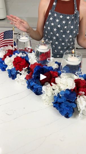 4th Of July Centerpieces Diy, Pool Noodle Centerpiece Ideas, Fourth Of July Flower Arrangements, Patriotic Centerpieces Table Decorations, 4th Of July Table Centerpieces, American Christmas Decorations, Patriotic Flower Arrangements, Justine Kameron, Patriotic Table Decor