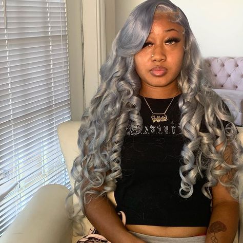 Grey Hair Frontal, Silver Hair Frontal, Storm Grey Lace Front Wig, Sliver Gray Lace Wig, Icy Grey Wigs For Black Women, Icy Grey Wig, Silver Deep Wave Wig, Silver Hair Wig, Dark Grey Wigs For Black Women