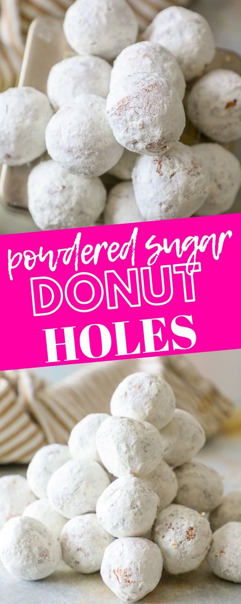 Powder Sugar Donuts Recipe, Cake Donut Holes Recipe, Doughnut Balls Recipe, Baked Powdered Sugar Donut, Homemade Powdered Donuts Recipe, Homemade Doughnut Holes, Donuts Holes Recipe, Powder Donuts Recipe, Doughnut Holes Recipe Easy