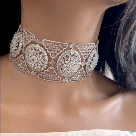 Rose Cut Diamond Jewellery, Kamyen Jewellery, Diamond Chocker, Yasmine Sabri, Diamond Chokers, Haute Jewelry, Real Diamond Necklace, Choker Necklace Designs, Jewelry Magazine