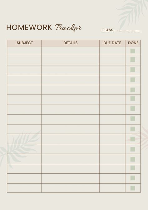 Homework tracker - (color) | Printable Planner For Moms by Arlinda Falgoust | #planner #design #editable #canva #custom Homework Planner Aesthetic, School Homework Planner, Homework Planner Printable, Homework Template, Homework Checklist, Study Planner Printable Free, Planner For Moms, Study Schedule Template, Soft Ideas