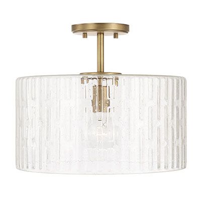 Emerson 1-Light Dual Mount Pendant | Capital Lighting Fixture Company Capital Lighting Fixture, Capital Lighting, Brass Fixtures, Seeded Glass, Flush Ceiling Lights, Semi Flush Mount, Aged Brass, Flush Mount Ceiling, Flush Mount Ceiling Lights