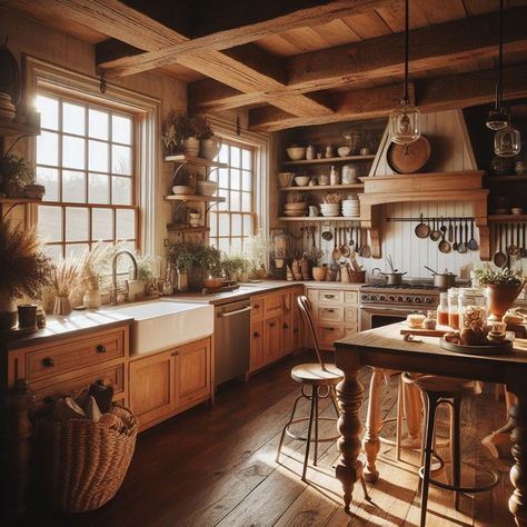 10 Farmhouse Kitchen Ideas for Rustic and Charming Design 1800s Kitchen Farmhouse, 1800s Farmhouse Kitchen, Old Farmhouse Kitchen Rustic, Cabin Style Kitchen, Italian Farmhouse Kitchen, Appalachian Kitchen, Rustic Cottage Kitchens, Rustic Barn Homes, Small Rustic Kitchens