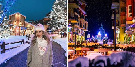 Ontario's Twinkly Christmas Village Has Frosty Mountain Views & A Glowing Trail Of Lights Trail Of Lights, Sparkling Christmas, Dj Booth, Light Trails, Holiday Music, Christmas Town, The Blue Mountains, Mountain Village, Horse Drawn