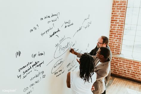 Business people writing on a whiteboard mockup | premium image by rawpixel.com / McKinsey Writing On Whiteboard, People In Office, Writing Wall, Office Whiteboard, Choosing A Career, Sale Banner, Business People, Mind Map, Design Thinking