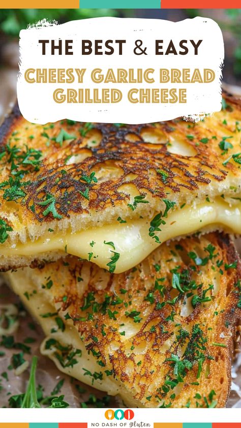 Discover the ultimate comfort food with our Cheesy Garlic Bread Grilled Cheese recipe! This quick and easy meal blends gooey provolone and mozzarella with a flavorful garlic-parsley butter, all sandwiched between golden, crispy bread. Perfect for a cozy lunch or dinner that brings smiles around the table. Ready in just 15 minutes! Pin this recipe now for a delicious twist on your next grilled cheese adventure! Garlic Butter Grilled Cheese, Healthy Grilled Cheese Recipes, Garlic Grilled Cheese, Cheesy Grilled Cheese, Garlic Bread Grilled Cheese, Fancy Grilled Cheese Recipes, Healthy Grilled Cheese, Grilled Cheese Panini, Homemade Grilled Cheese