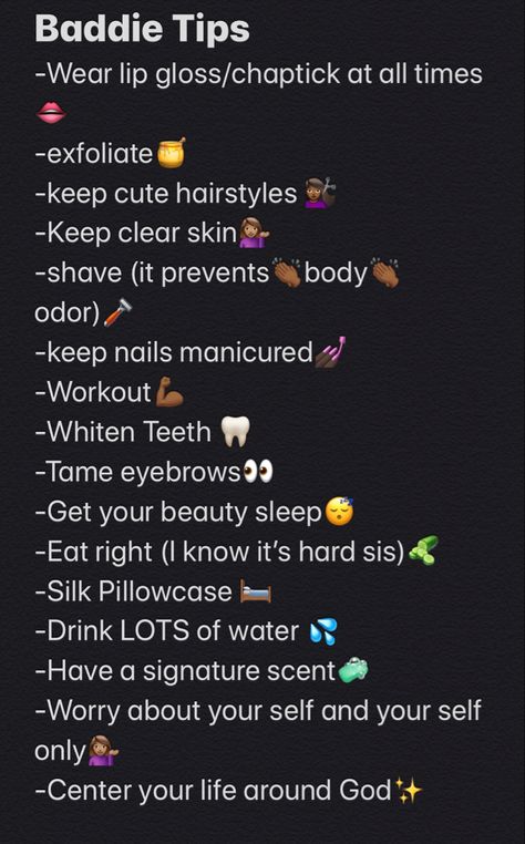 Tips On Being A Baddie, Becoming A Baddie Tips, How To Be A Baddie Checklist, Baddie Goals Motivation, School Baddie Aesthetic, Baddie Hygiene Tips, How To Be A Black Baddie, How To Become Baddie, Baddie Tips Self Care