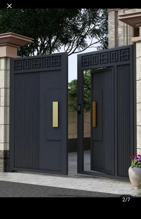 Pagar Modern, Gate Design Ideas, درابزين السلم, Modern Main Gate Designs, Luxury Entrance, Home Gate Design, Gate Wall Design, Gate Designs Modern, Grill Gate Design