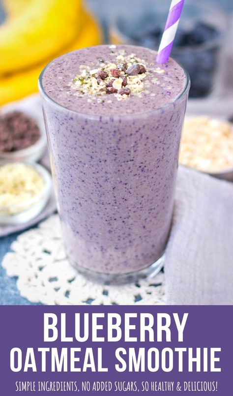 Blueberry Banana Smoothie Recipes, Fiber Smoothie, Banana Oatmeal Smoothie, Smoothie Benefits, Smoothies Vegan, Oatmeal Smoothie, Blueberry Banana Smoothie, Smoothie King, Protein Smoothies