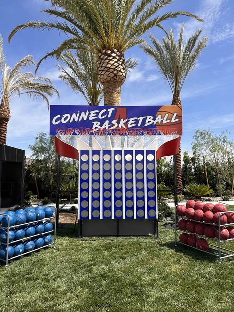 Connect 4 Basketball - 24 Seven Productions Basketball Fundraiser, Sport Bar Design, Basketball Bar Mitzvah, Backyard Party Games, Types Of Games, Event Booth Design, Picnic Games, Basketball Theme Party, Event Games