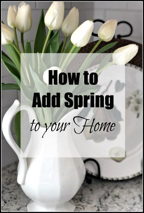 How to Add Spring to Your Home - simple ideas to give your home a touch of spring!  #spring #springstyle #springdecor #springdecorations #decoratingideas #vignettes How To Decorate After Easter, Ideas For Spring Decorating, Spring Home Styling, Spring Time Decorations, Neutral Spring Home Decor, Decorating For Spring Living Room, Springtime Decorations Home Decor, After Easter Spring Decor, Diy Spring Home Decor