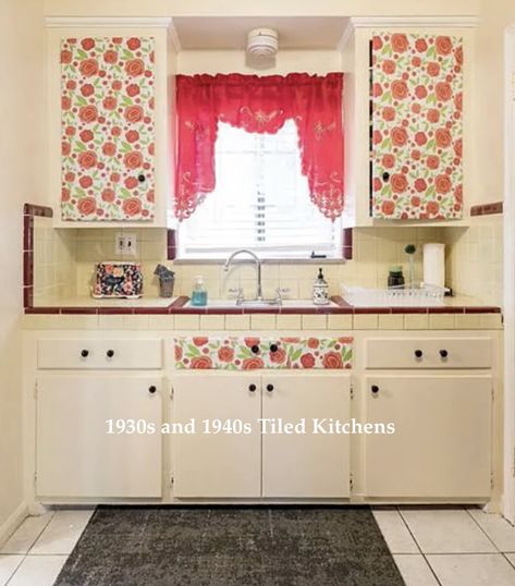 1930s and 1940s Tiled Kitchens 1930 Kitchen 1930s Style, 1940s Tile, 1930 Kitchen, 1940 Kitchen, 40s Kitchen, Sears Kit Homes, 1930s Kitchen, Historic Kitchen, 1940s Kitchen