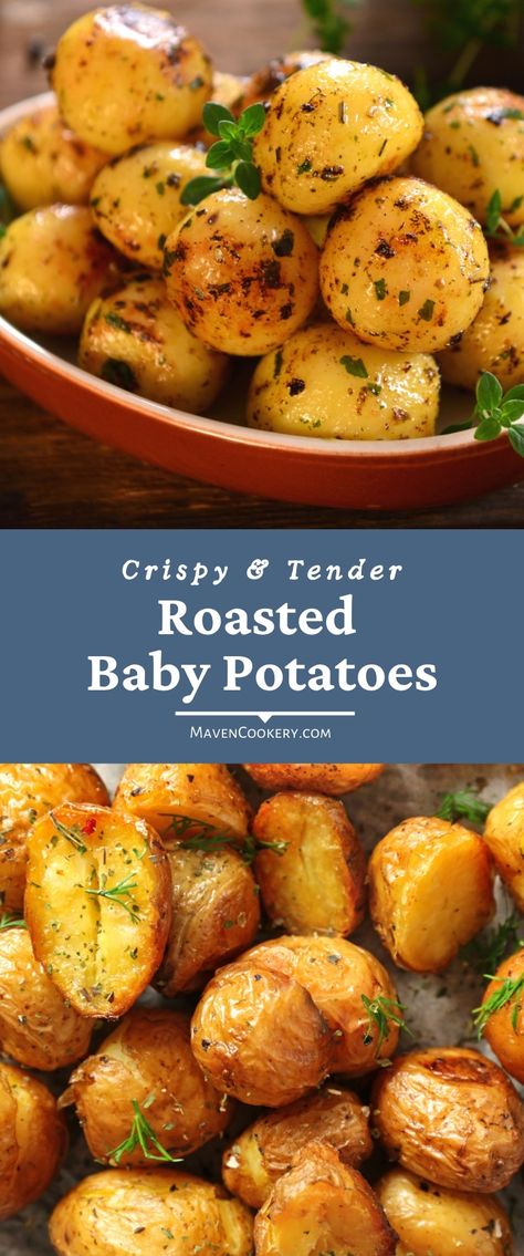 These roasted baby potatoes are the crispy, delicious potatoes you dream about. Oven roasted potatoes are so amazingly easy to make and have wonderfully crispy skin with tender insides. Roast Small Potatoes In Oven, Baby Bakers Potatoes Recipes, Roasted Tiny Potatoes In Oven, Baby Potato Recipes Oven, Crispy Baby Potatoes In Oven, Baked Baby Potatoes In The Oven, Roasted Creamer Potatoes In Oven, Tiny Potatoes Recipes, Baby Yukon Gold Potato Recipe