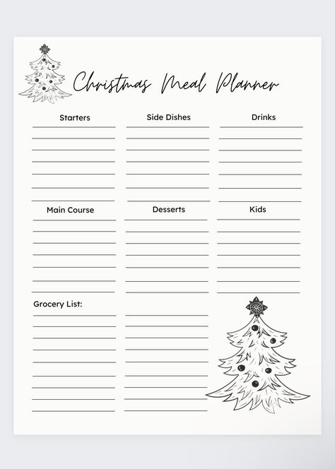 Christmas Dinner Planner, Christmas Dinner List, Christmas Grocery List, Christmas Dinner Checklist, Christmas Food Shopping List, Food Shopping List Template, Christmas Food List, Christmas Meal Planner, Christmas Planner Printables