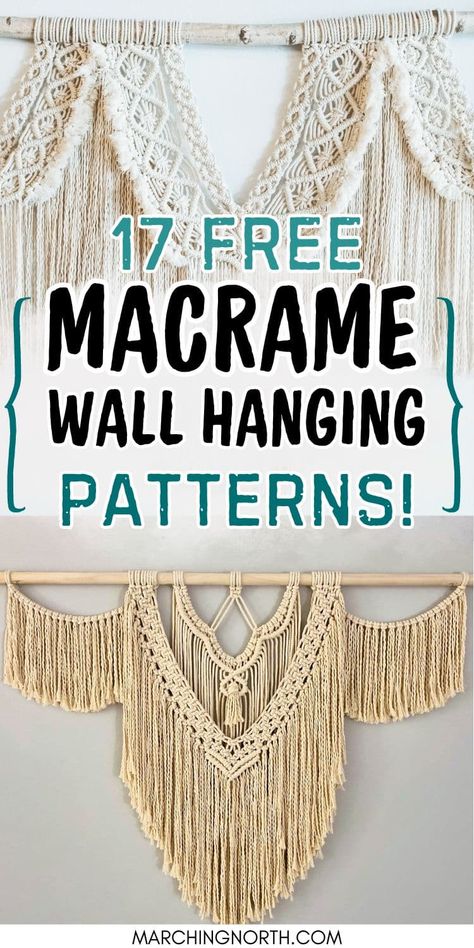 17 Free DIY Large Macrame Wall Hanging Patterns (with Videos!) Extra Large Macrame Wall Hanging Diy, Diy Hanging Macrame Wall Art, Macrame Headboard Diy Tutorial, Easy Large Macrame Wall Hanging Diy, Simple Macrame Patterns, Macromae For Beginners Diy, How To Macrame Wall Hanging, Free Macrame Patterns Wall Hangings, Macrame Patterns Tutorials Wall Hangings