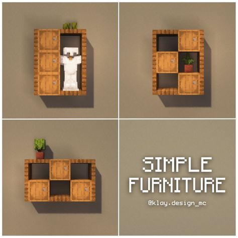 Minecraft Simple Interior, Simple House Minecraft Ideas, Minecraft Simple Decorations, How To Decorate Minecraft Houses, Cute Simple House Minecraft, Decorate Minecraft House, Minecraft Simple Building Ideas, Furniture Minecraft Ideas, Minecraft Minimalist House