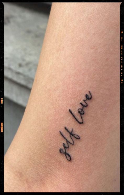 Selflove Tattoo Ideas, App Filter, Self Love Tattoo, 3 Tattoo, Airbrush App, Tattoo Script, Airbrush Art, Love Tattoos, Minimalist Tattoo