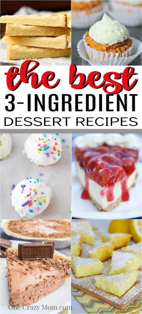 Enjoy dessert any day of the week with these easy 3 ingredient desserts. From cakes and cookies to treats and more, we have 25 tasty 3 ingredient desserts. Super Cheap Desserts, 5 Ingredients Or Less Desserts, 2 Ingredient Deserts, Easy Desserts With 3 Ingredients, 4 Easy 3 Ingredient Desserts, Things To Bake Easy Desserts, 4 Ingredient Baking Recipes, Easy Diy Desserts Quick, Quick 3 Ingredient Desserts