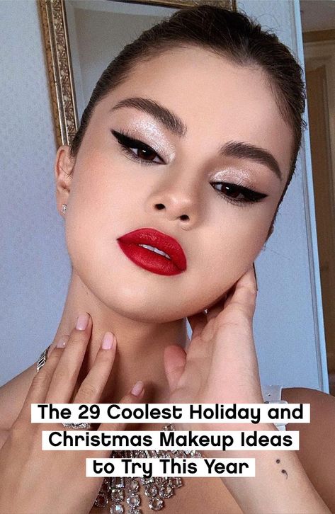 Christmas Eve Eye Makeup, Christmas Picture Makeup, Nye 2023 Makeup, New Year Make Up 2023, Simple Christmas Glam Makeup, Office Party Makeup Looks, Christmas Makeup For Brown Eyes, Light Holiday Makeup, Winter Party Makeup Looks